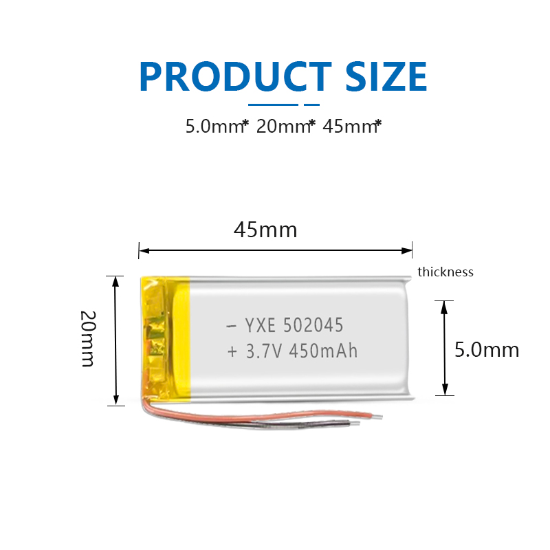 3.7 V Li-ion Battery 502045-450mah